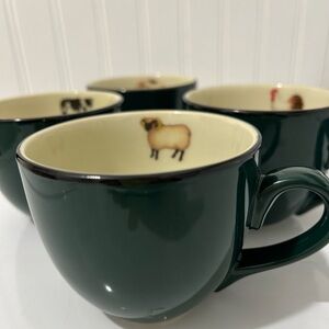 Charming Dark Green Sheep Motif Mugs